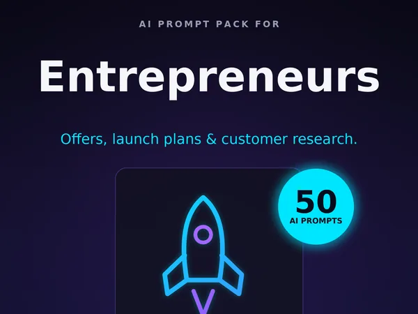 Prompt pack cover: 50 AI prompts for Entrepreneurs